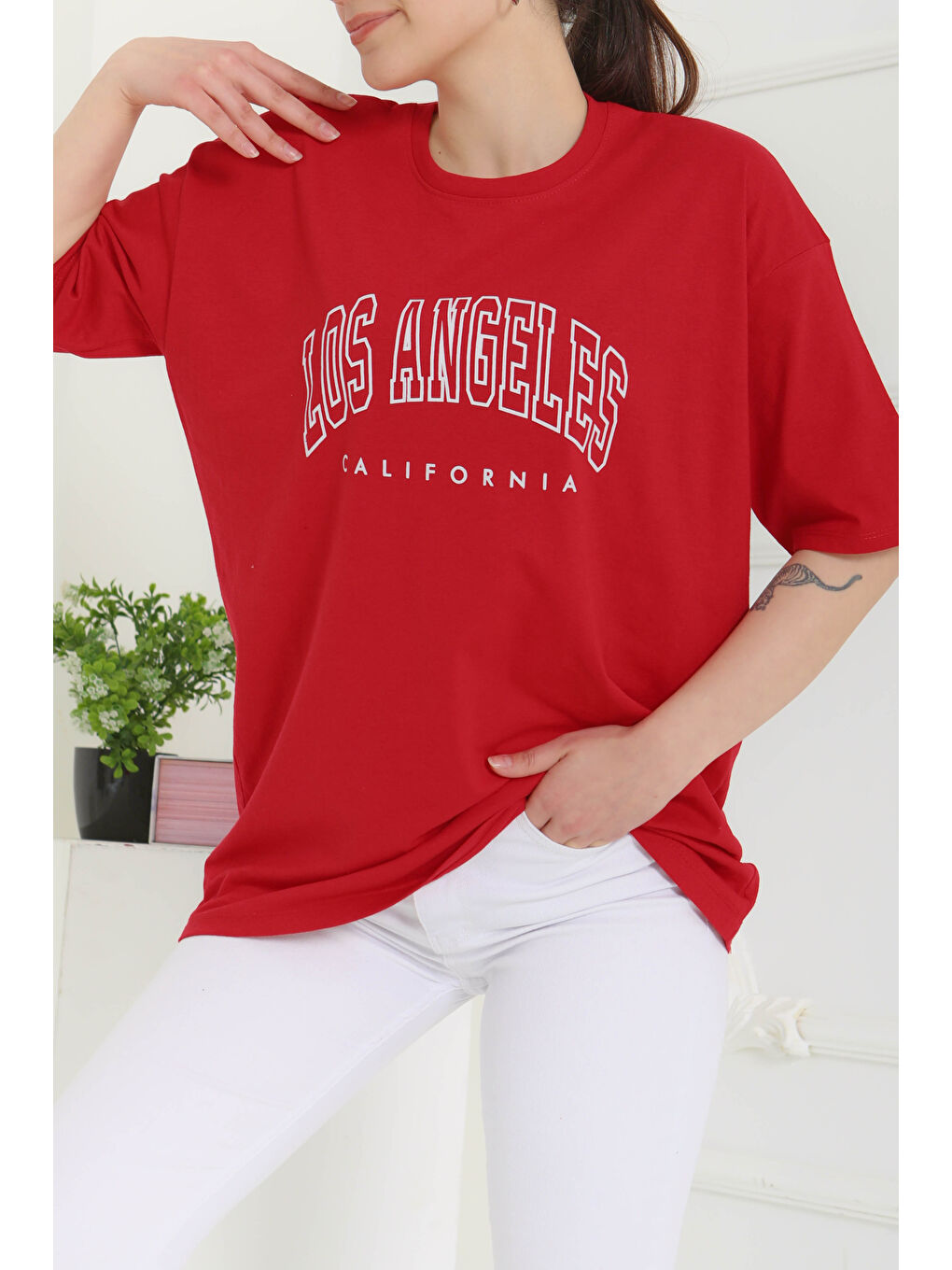 Kırmızı Baskılı Kısa Kollu T-Şhirt Kirmizi - 27094-3