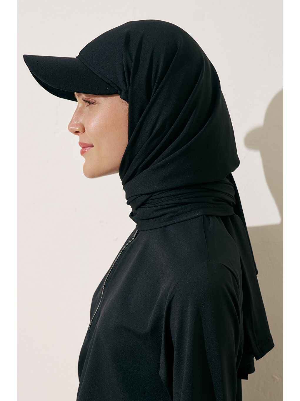 Cap Şapkalı Mayo Şal Siyah-2