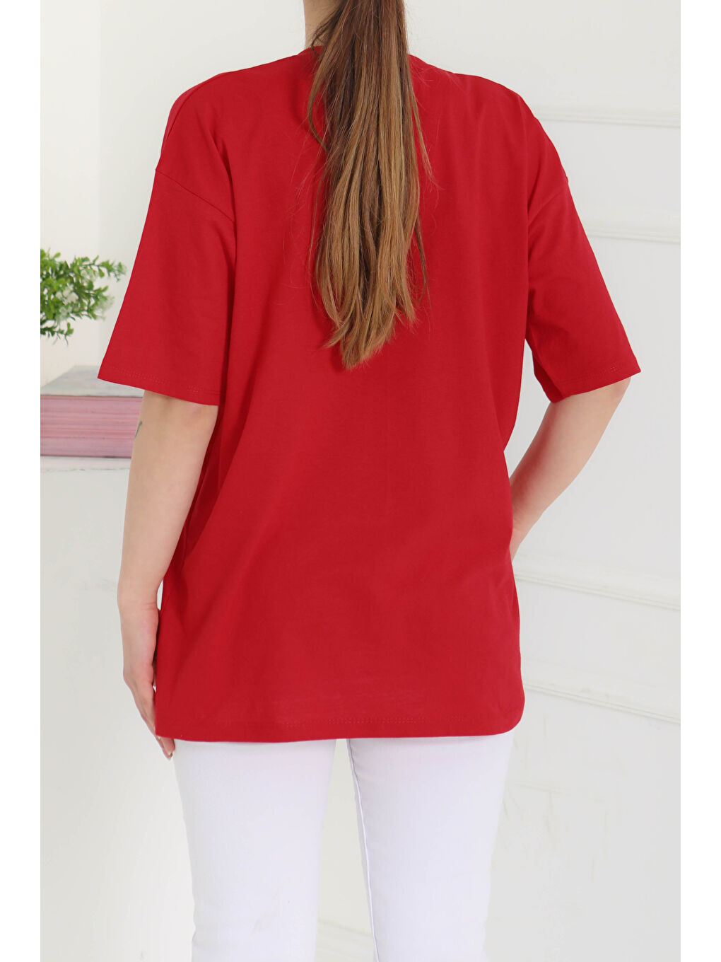 Kırmızı Baskılı Kısa Kollu T-Şhirt Kirmizi - 27094-5