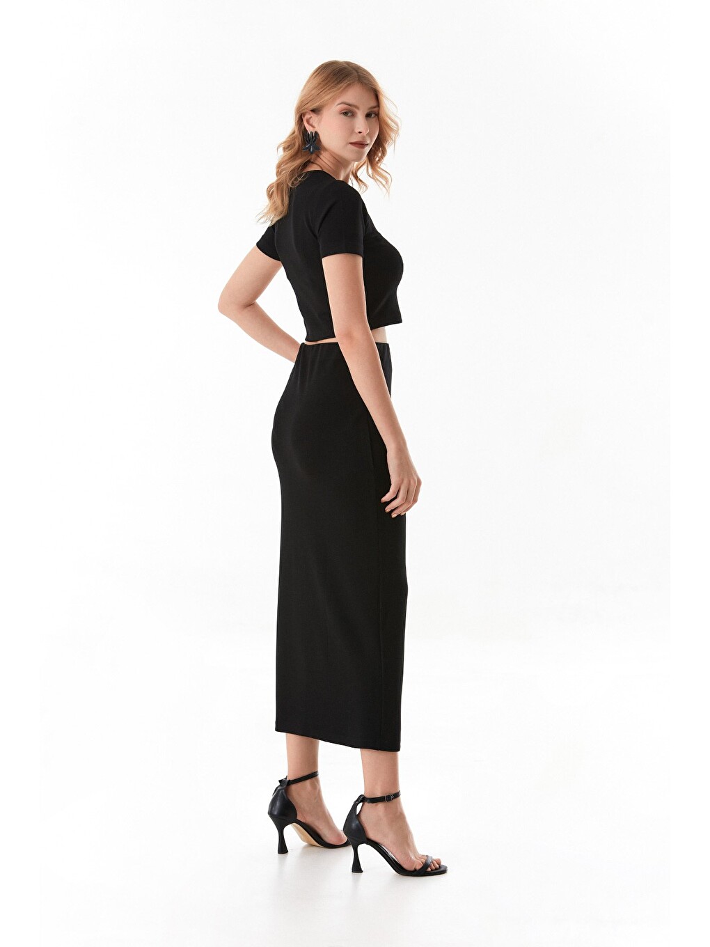 Siyah Basic Modal 2 Li Crop Etek Takım-4
