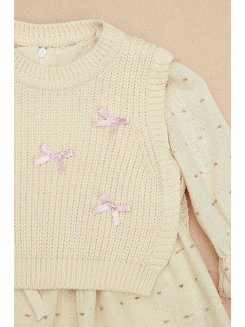 Pembe Fiyonklu Triko Süveterli Kız Çocuk Elbise-4