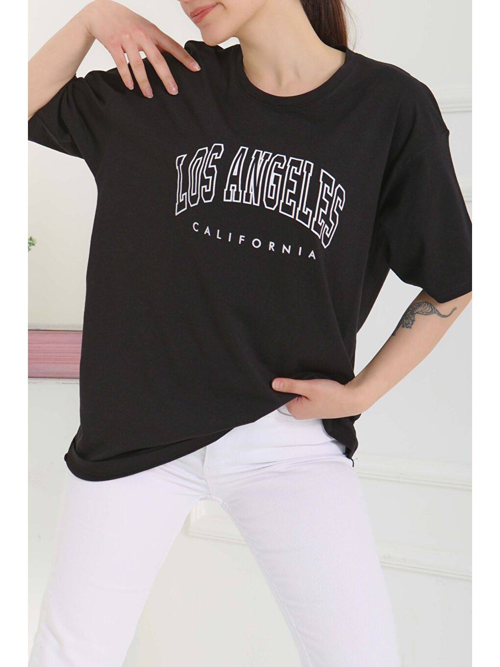 Baskılı Kısa Kollu T-Şhirt Siyah - 27094-1