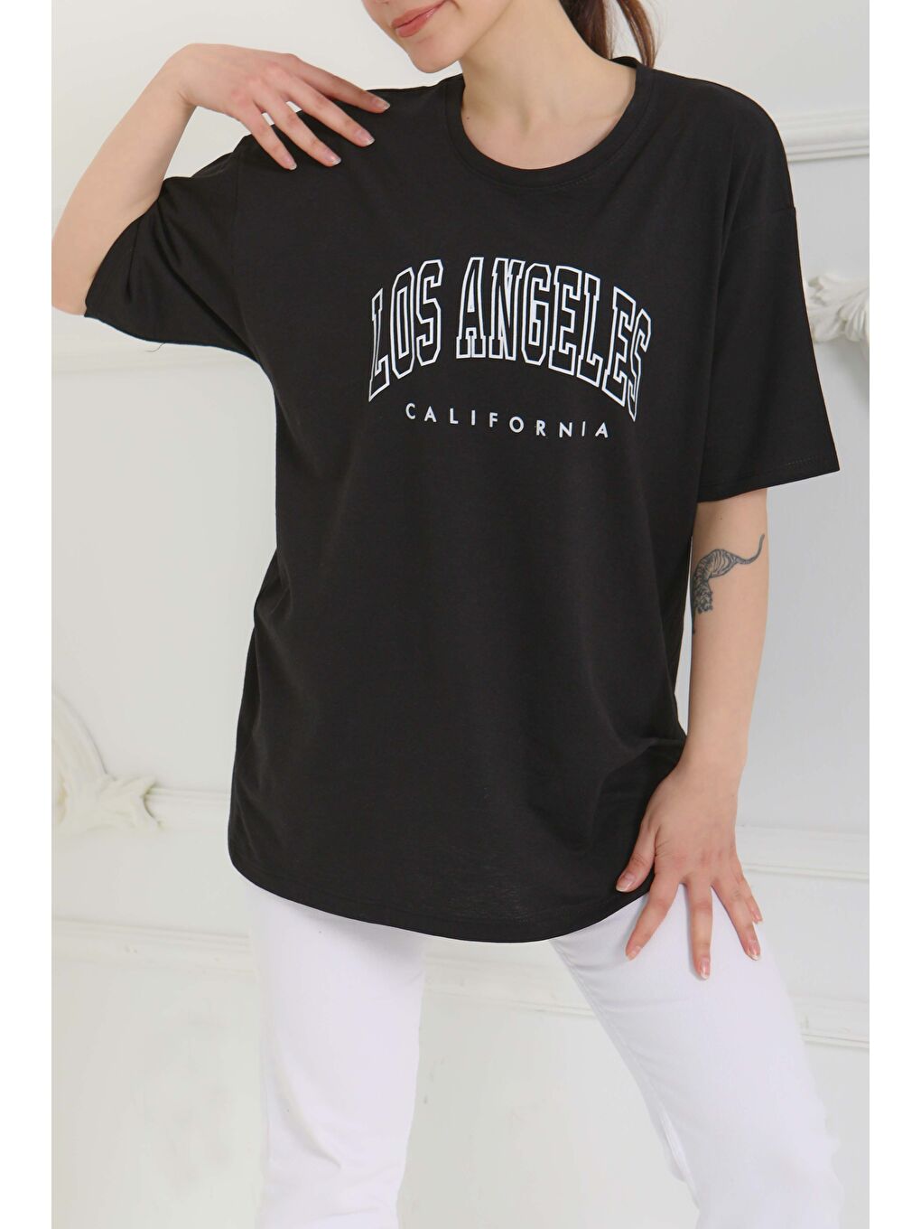 Baskılı Kısa Kollu T-Şhirt Siyah - 27094-4