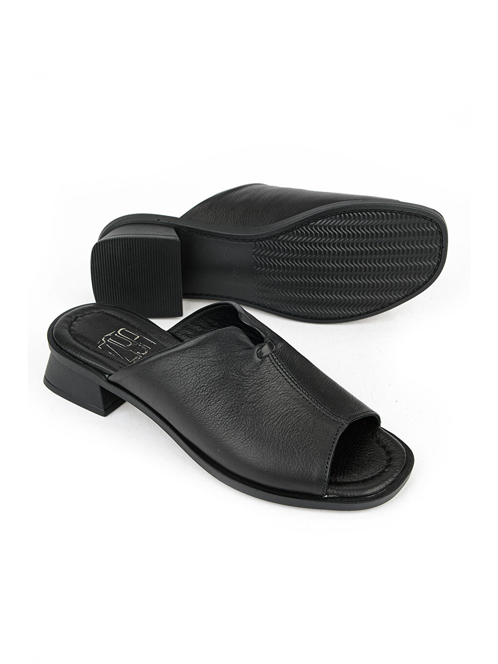 Kadın Hakiki Deri Topuklu Terlik 1611020Z6189 Siyah-3