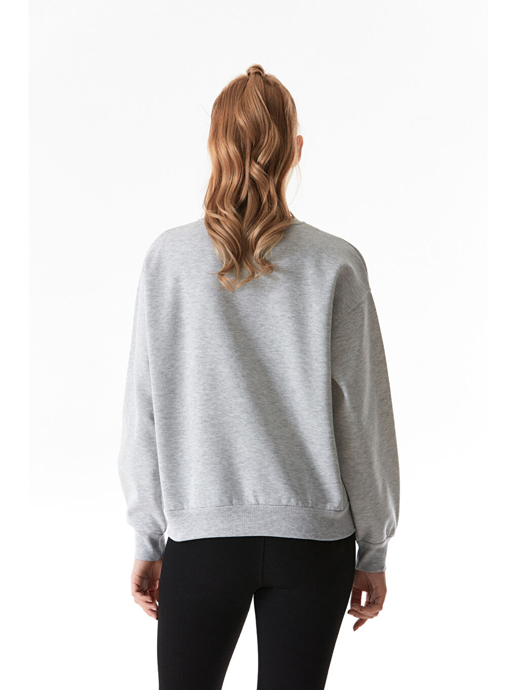 Fullamoda Gri Basic Bisiklet Yaka Sweatshirt - 3