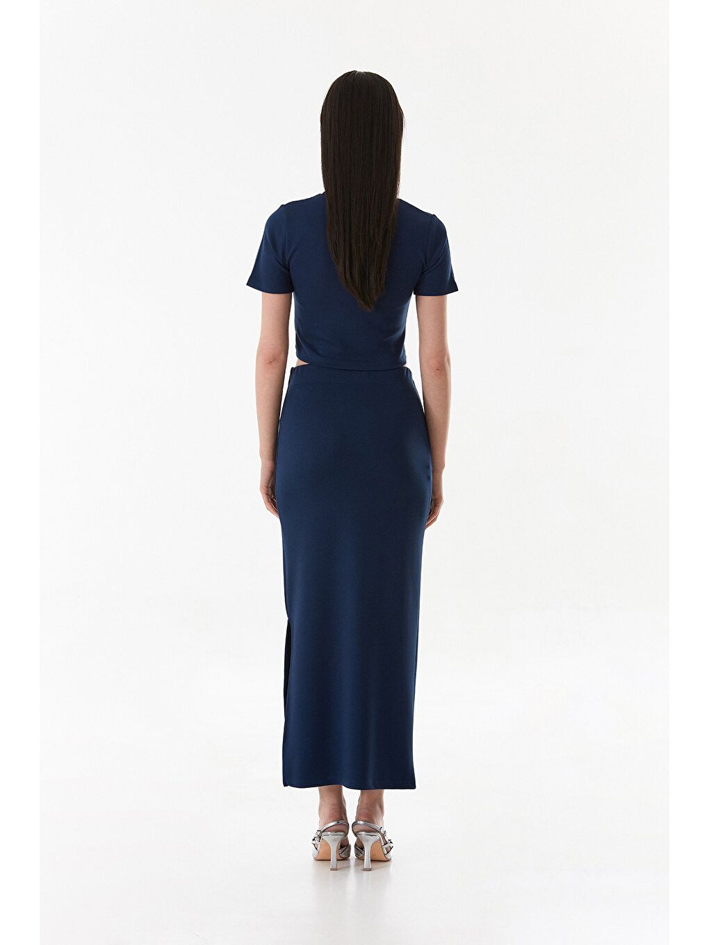 Lacivert Basic Modal 2 Li Crop Etek Takım-3