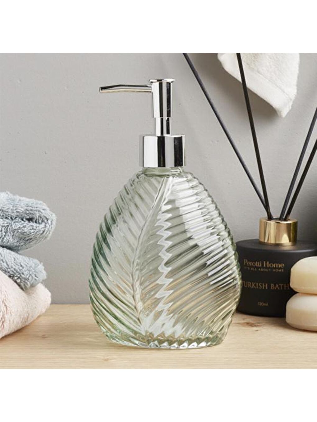 Karışık Leaf Cam Sıvı Sabunluk - Asorti - 18 cm-1