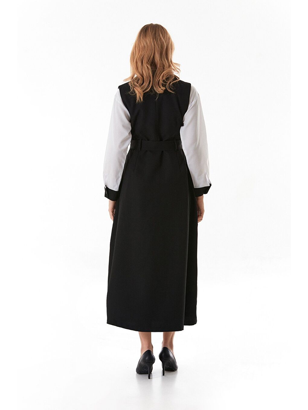 Siyah Fullamodest Düğmeli Cepli 2 Li Elbise Gömlek Takım-2