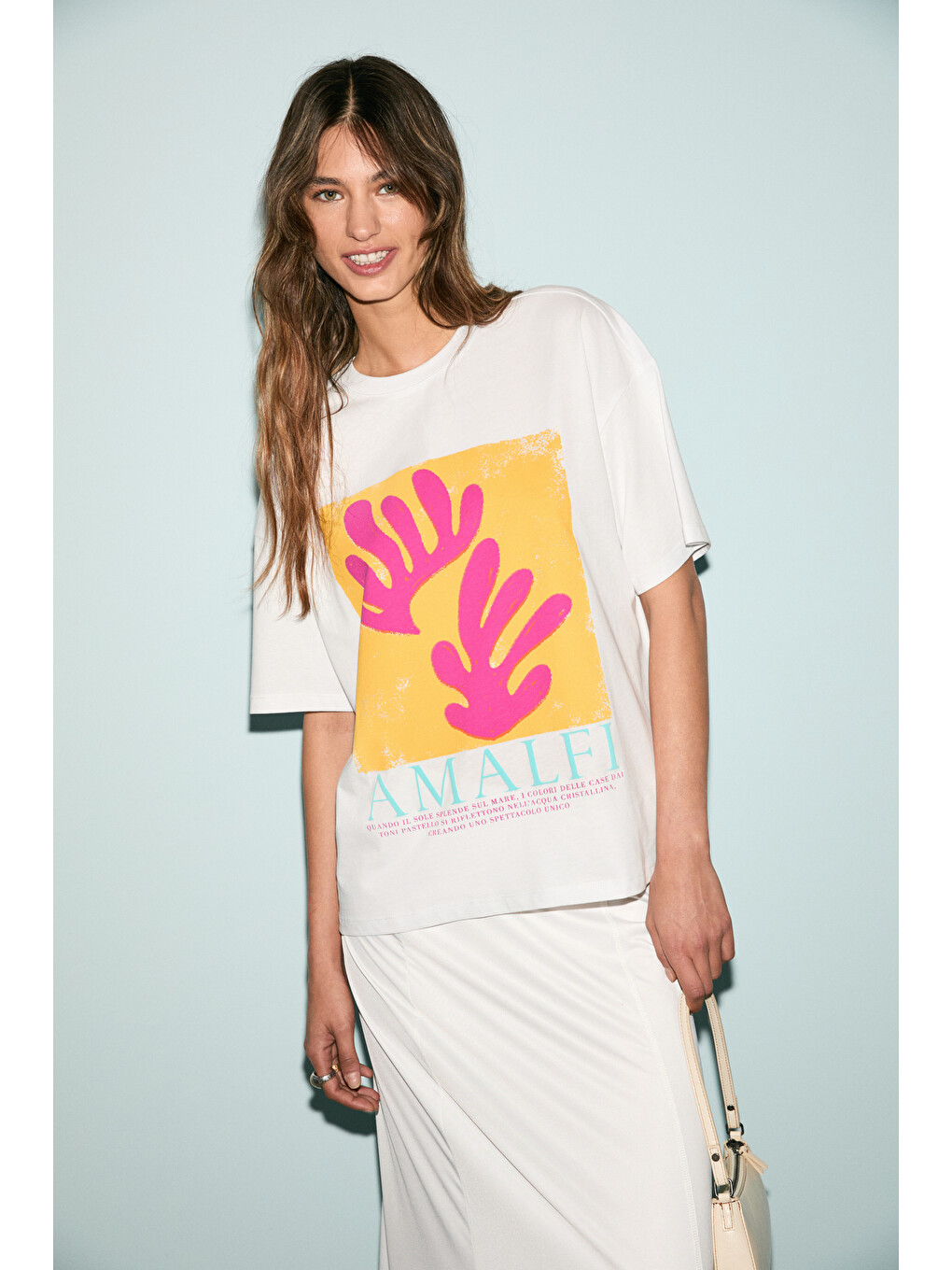 Beyaz VEYMIRA Kadın %100 Pamuk Bisiklet Yaka Kısa Kollu Oversize Fit BEYAZ T-Shirt