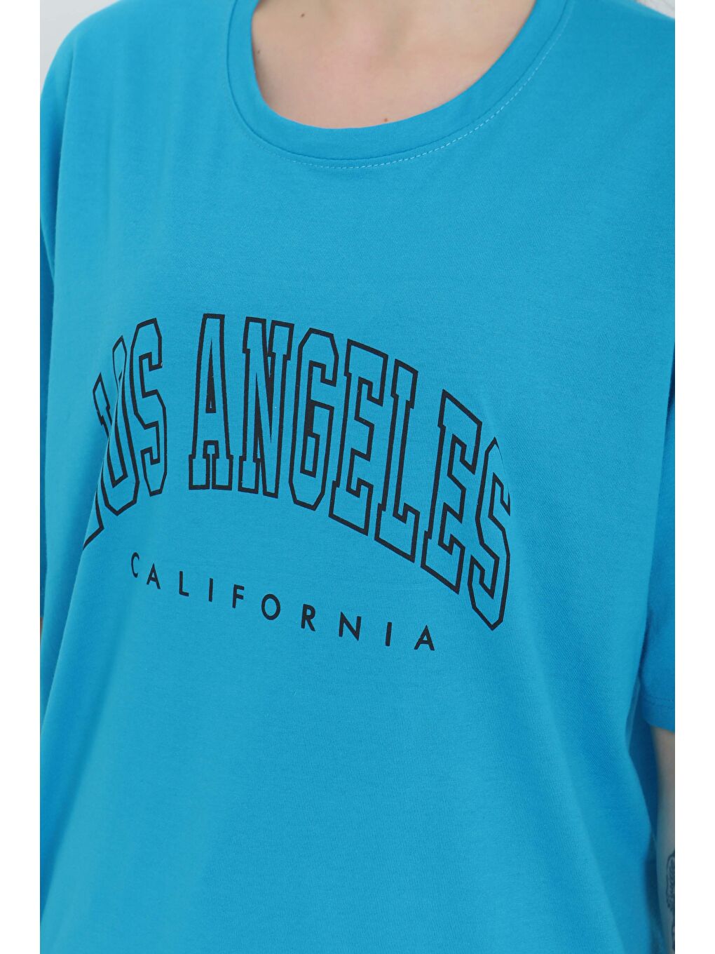 Baskılı Kısa Kollu T-Şhirt Turkuaz - 27094-5