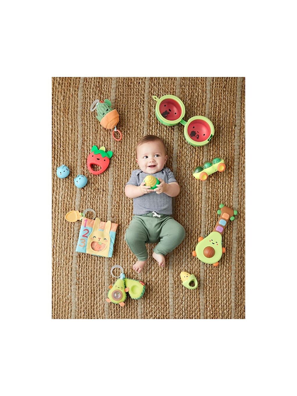 Skip Hop Beyaz-Renklibaskı Farmstand Berry Cute Band Çıngırak Set - 4