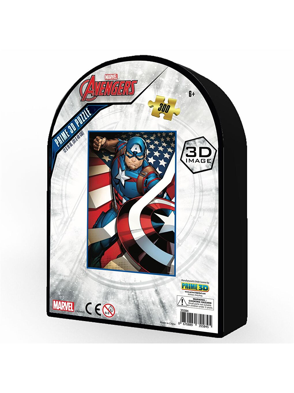 Prime 3D Renksiz Captain America 300 Parça Puzzle 35584 - Metal Kutu - 1