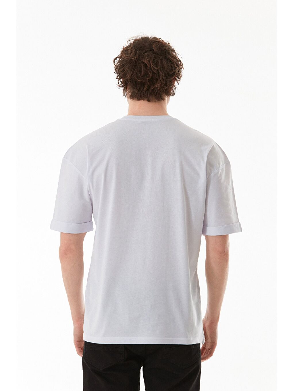 Beyaz Sports 7 Baskılı Oversize Tişört-3