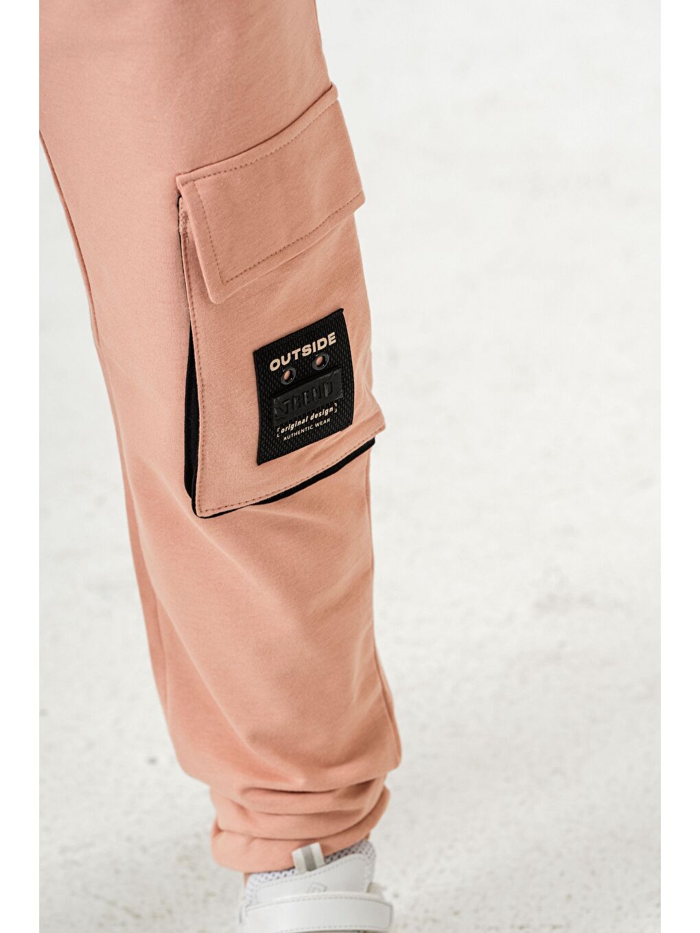 Pembe Çift Kargo Cepli Sol Cep Kapagı Armalı Erkek Çoçuk Eşofman Altı-8