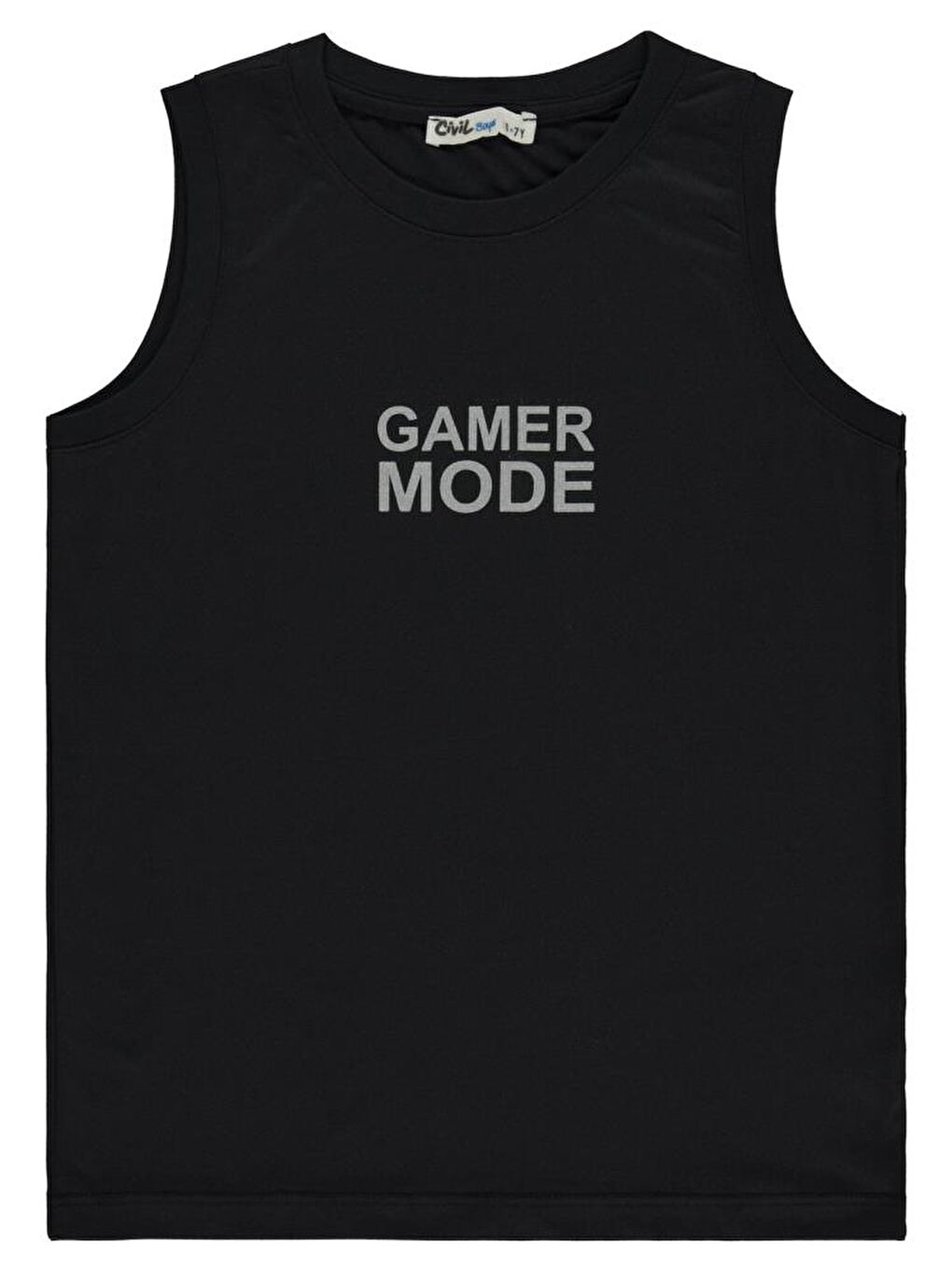 Boys Gamer Mode Reflektör Baskılı Sıfır Kol 6-9 Yaş Tişört - Siyah 7-8 Yaş
