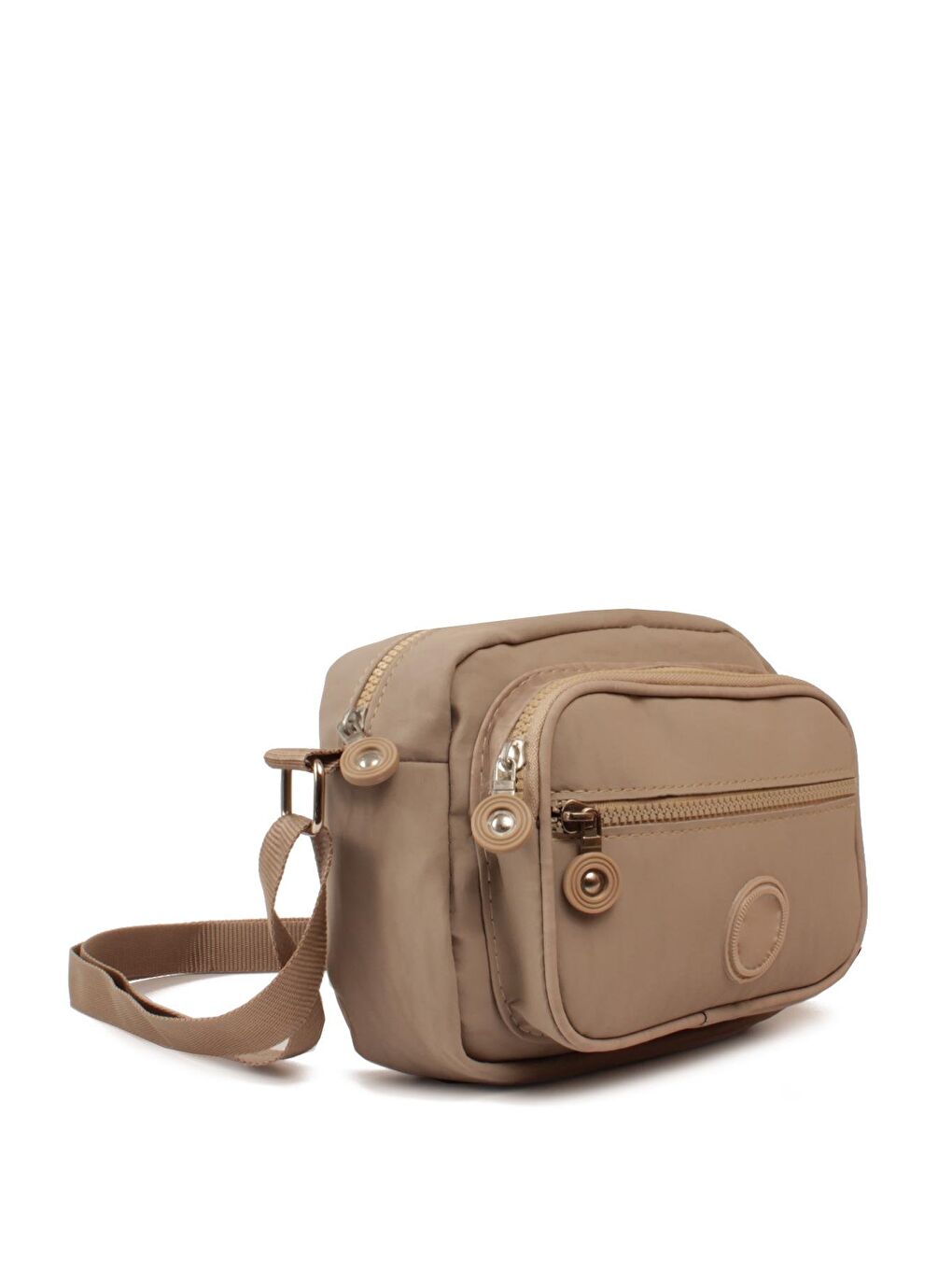 Bej Kadın Üç Bölmeli Anne Tarz Krinkıl Kumaş Fermuar Kapama Dokuma Kolon Askılı Omuz Çantası (20828)-3