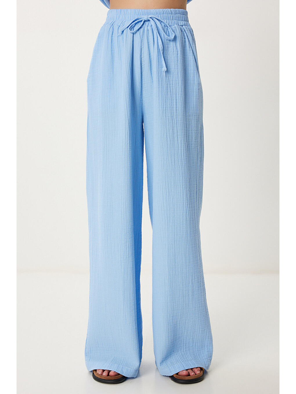 Mavi Oversize Müslin Gömlek Pantolon Takım GÖK MAVİ LSA0014-4