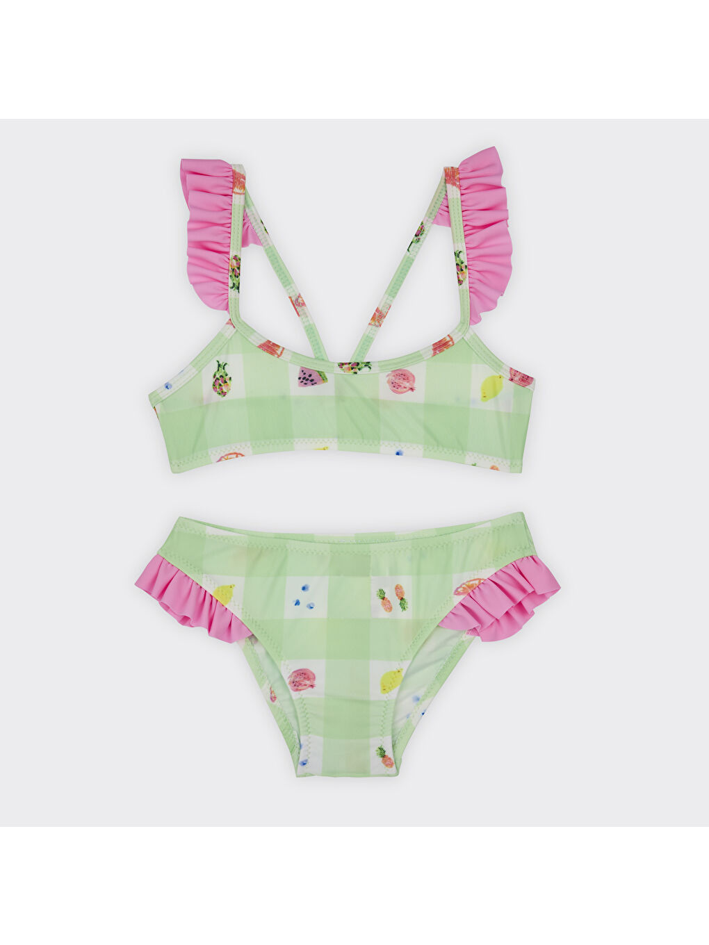 Kız Çocuk Meyve Desenli Bikini Yeşil
