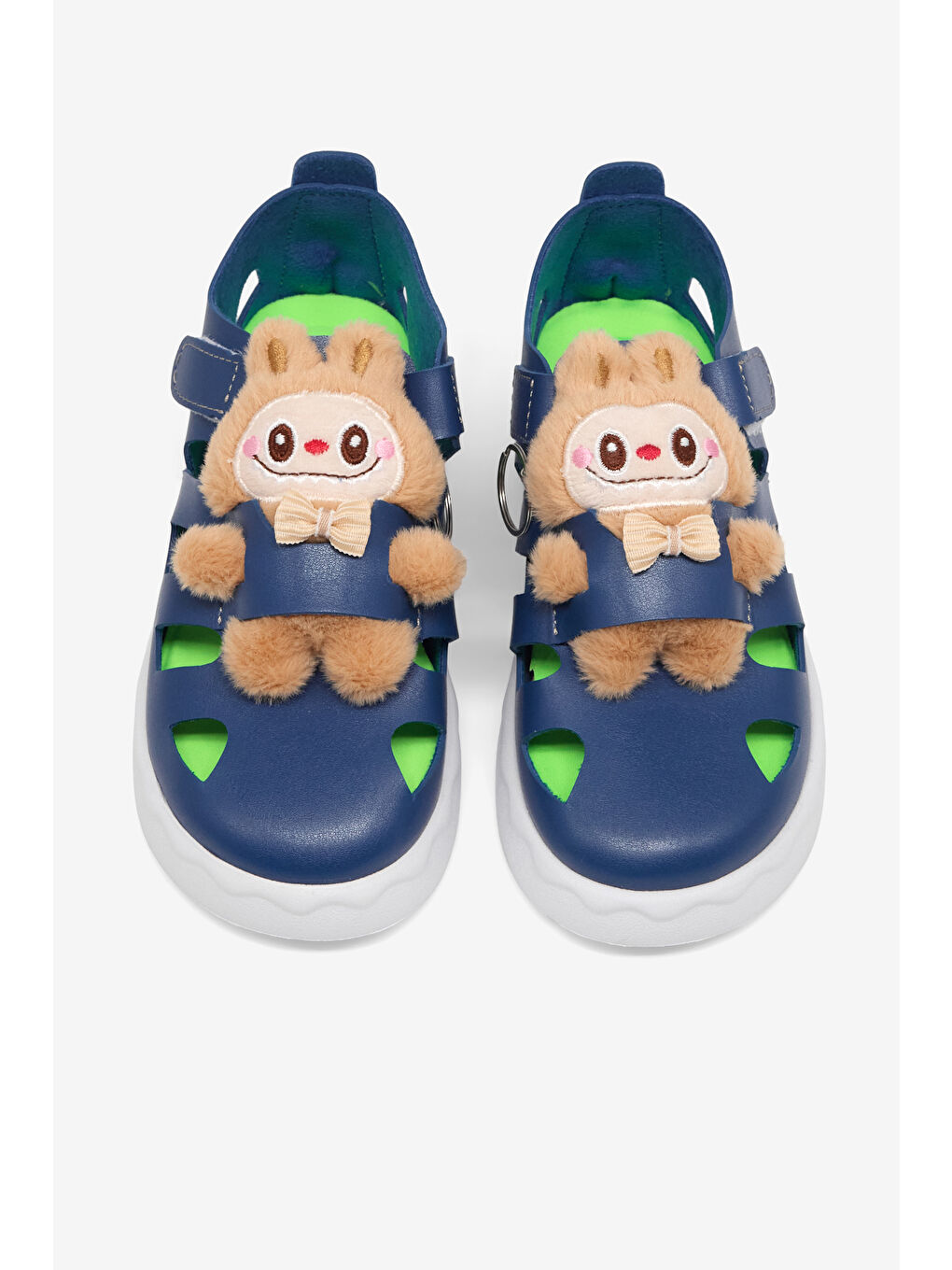 Çocuk Unisex Lacivert Hafif Taban Ayıcık Detaylı Cırtlı Sandalet-1