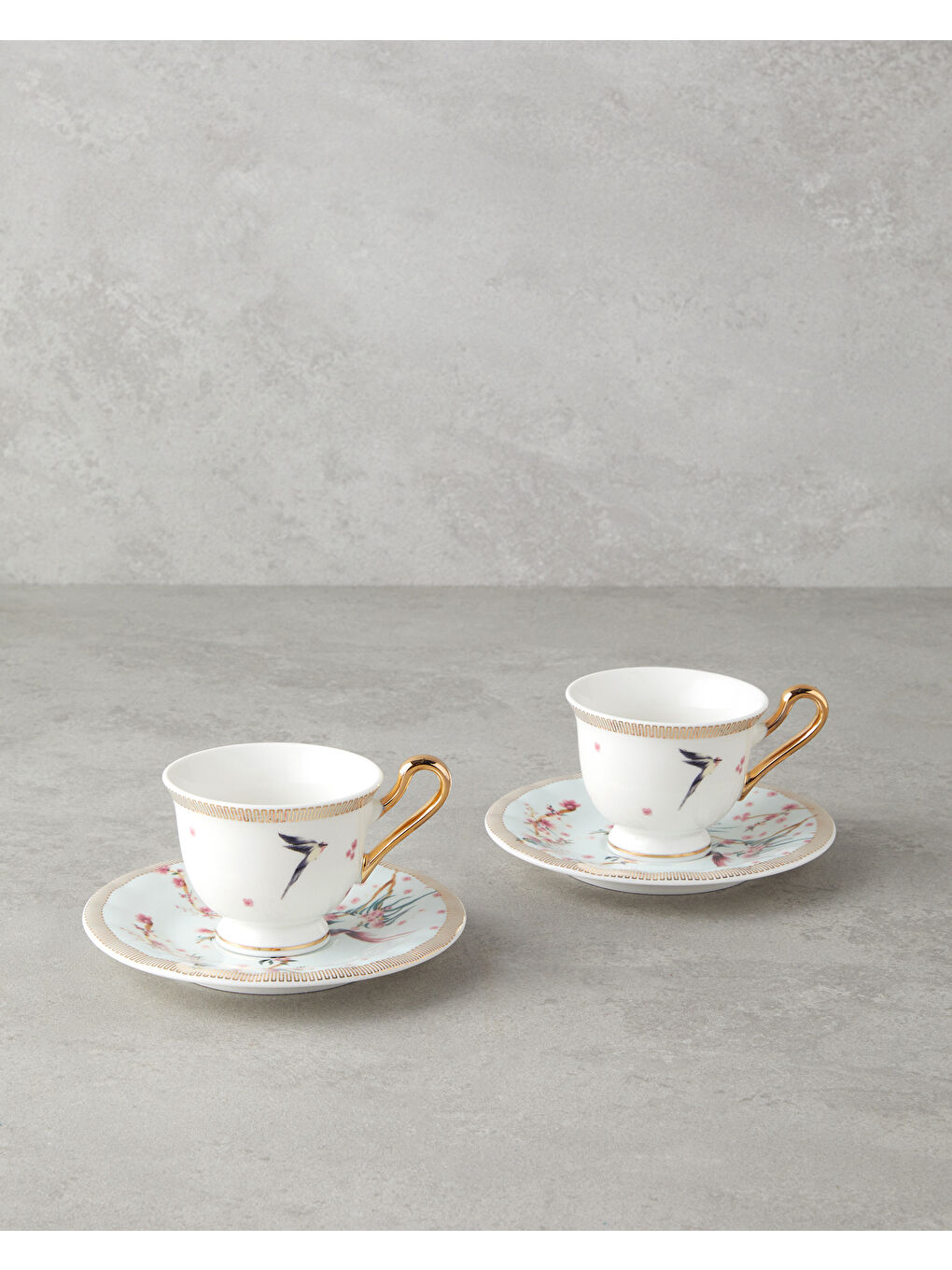 Sakura Dream New Bone China 4 Parça 2 Kişilik Kahve Fincan Takımı 90 ml Açık Yeşil