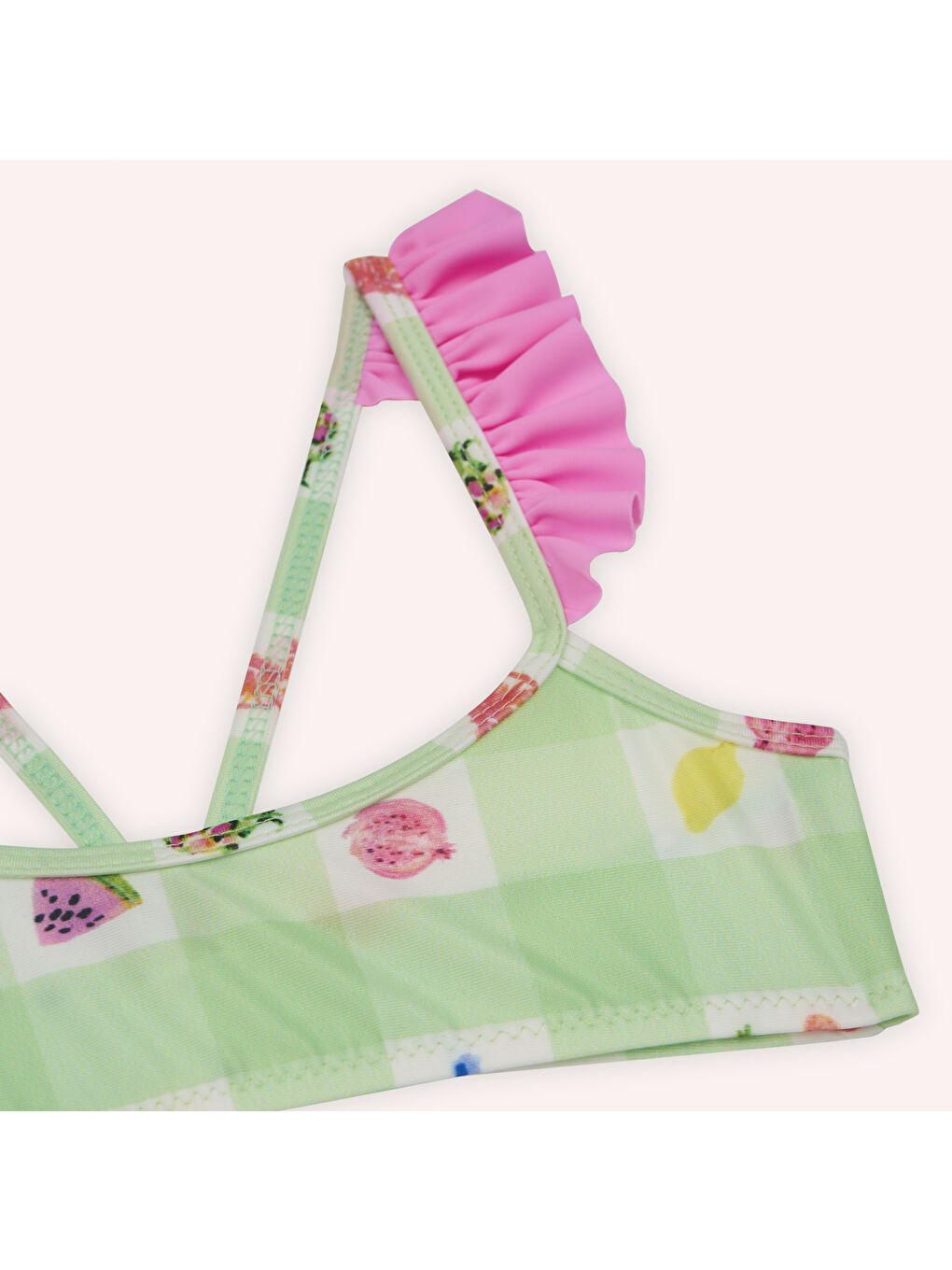 Kız Çocuk Meyve Desenli Bikini Yeşil-9