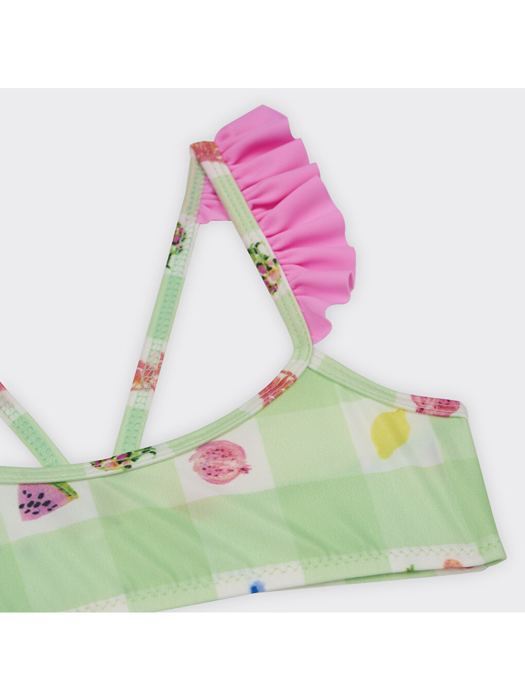 Kız Çocuk Meyve Desenli Bikini Yeşil-7