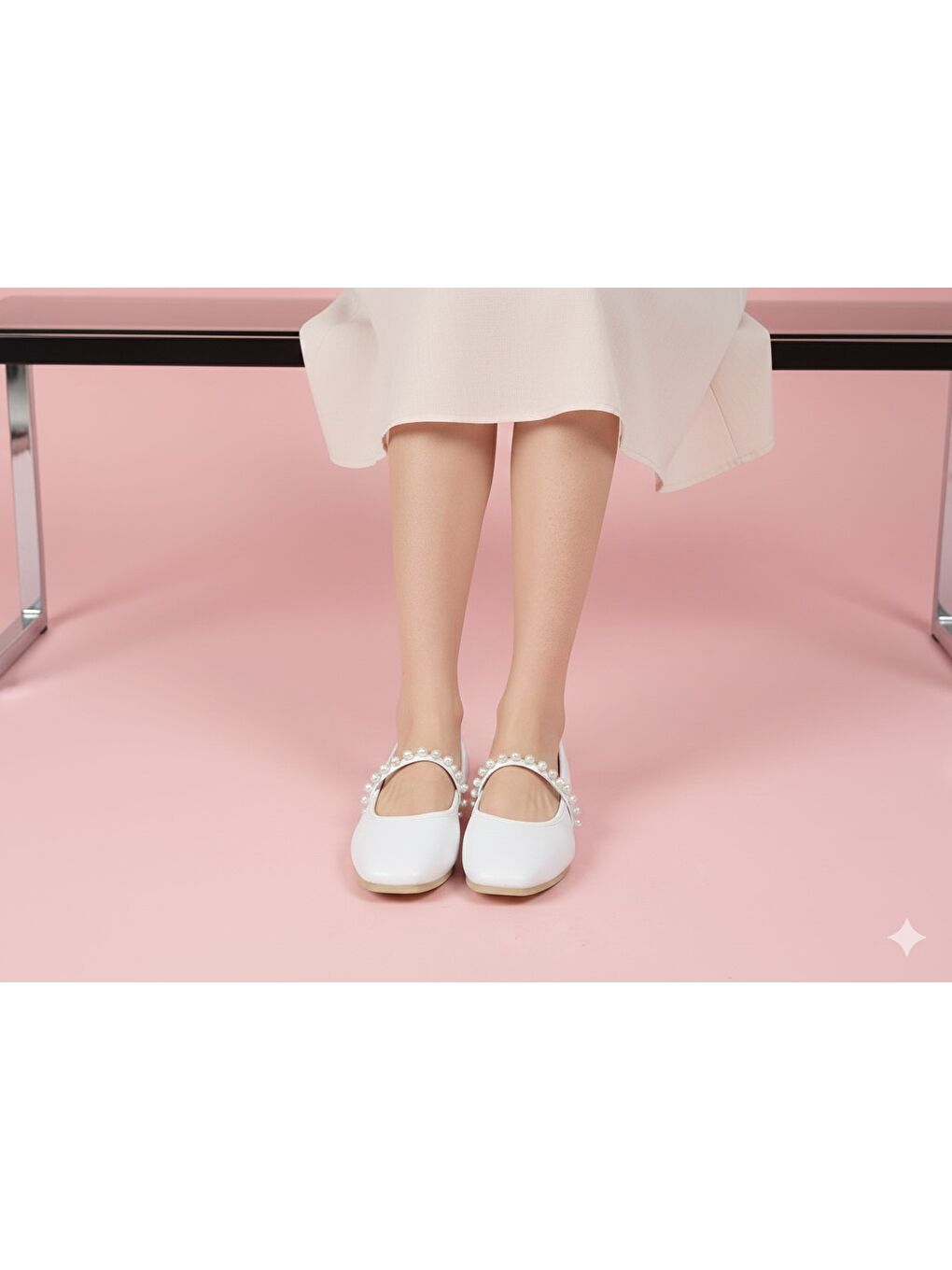 Beyaz BONCUKLU BABET Kadın Babet Günlük Yazlık Bayan Ayakkabı-2