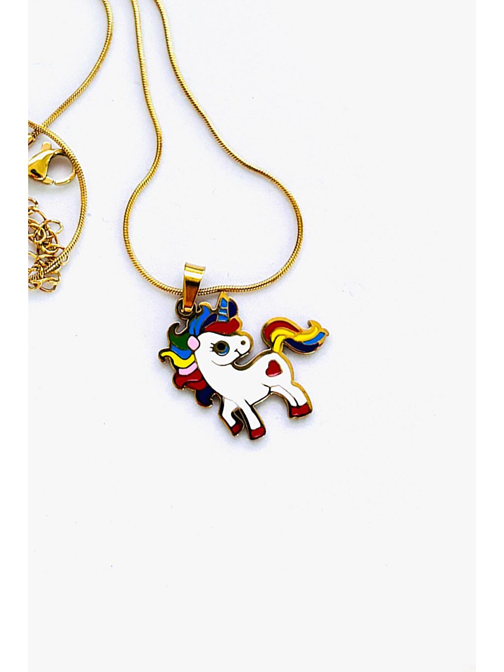 Kırmızı Paslanmaz Çelik Çizgi Karakterler Çocuk Kolye-3