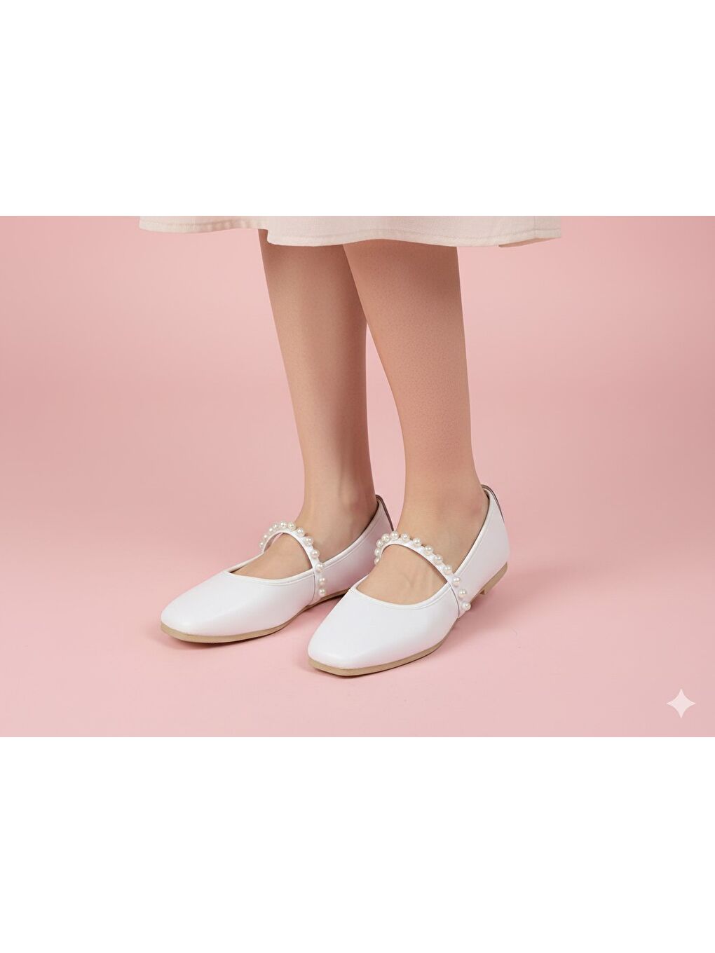 Beyaz BONCUKLU BABET Kadın Babet Günlük Yazlık Bayan Ayakkabı-3