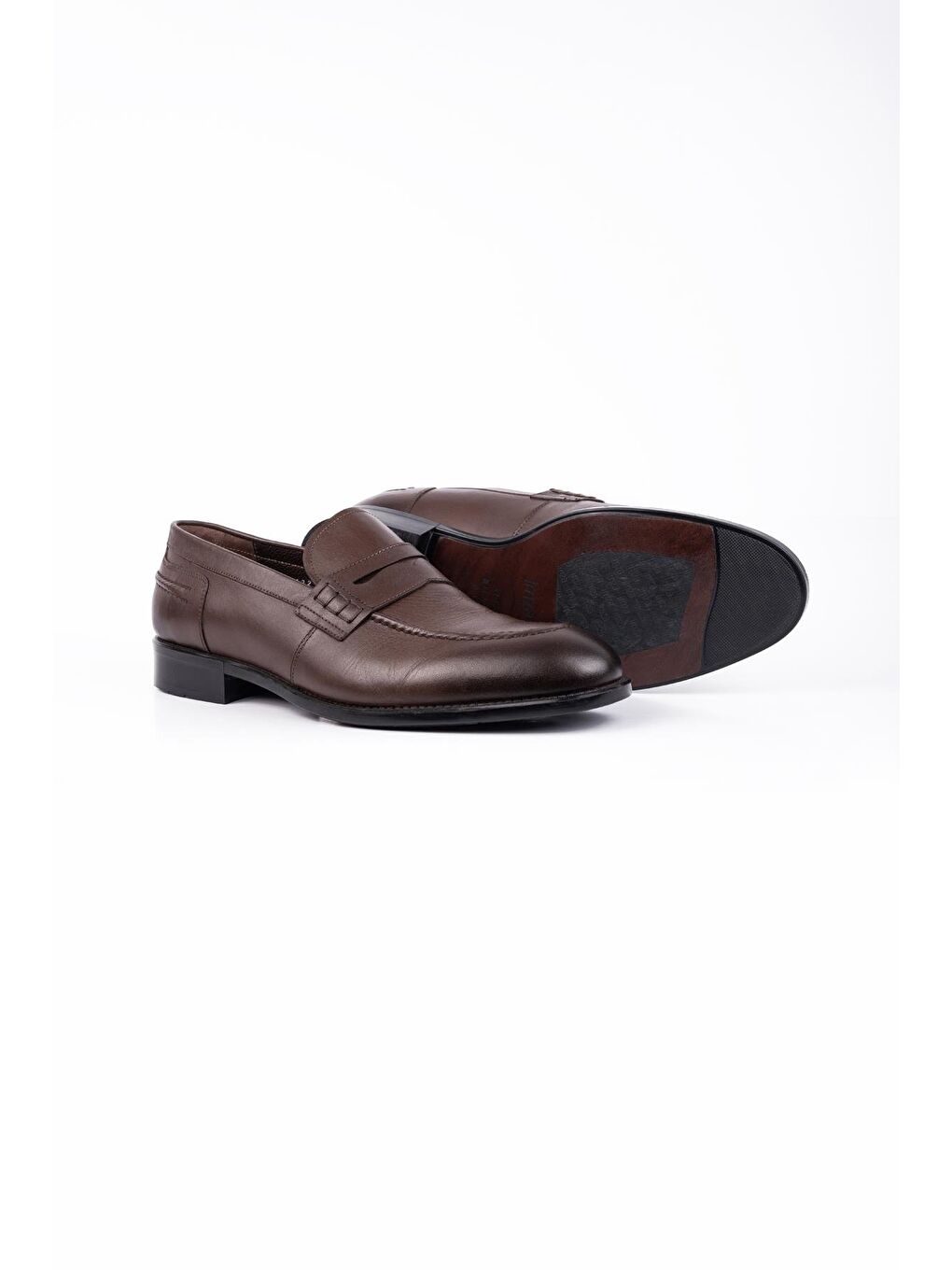 Koyu Kahverengi %100 Deri Analin Bağcıksız Classic Ayakkabı 1033245167-2