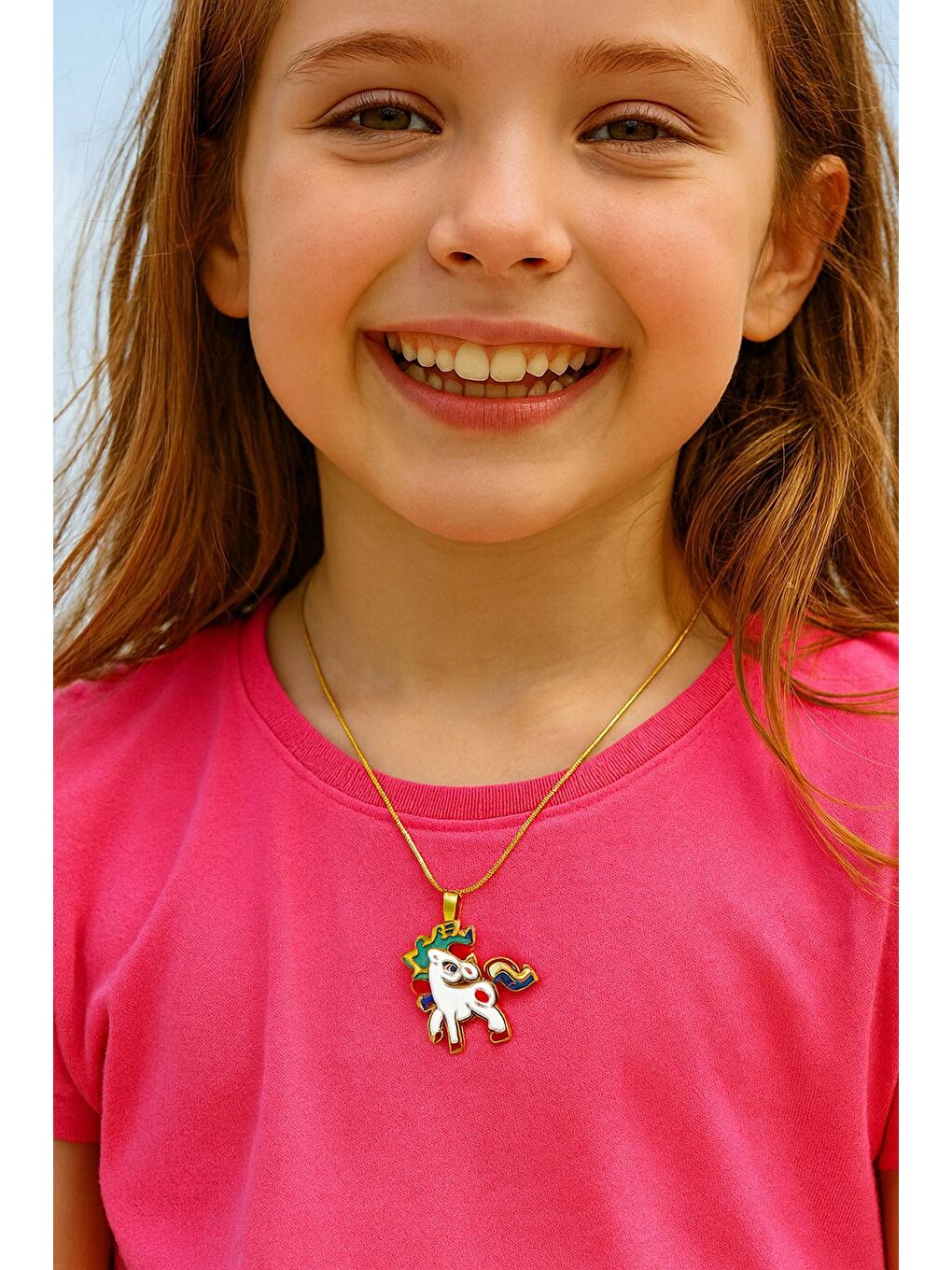 Kırmızı Paslanmaz Çelik Çizgi Karakterler Çocuk Kolye-4