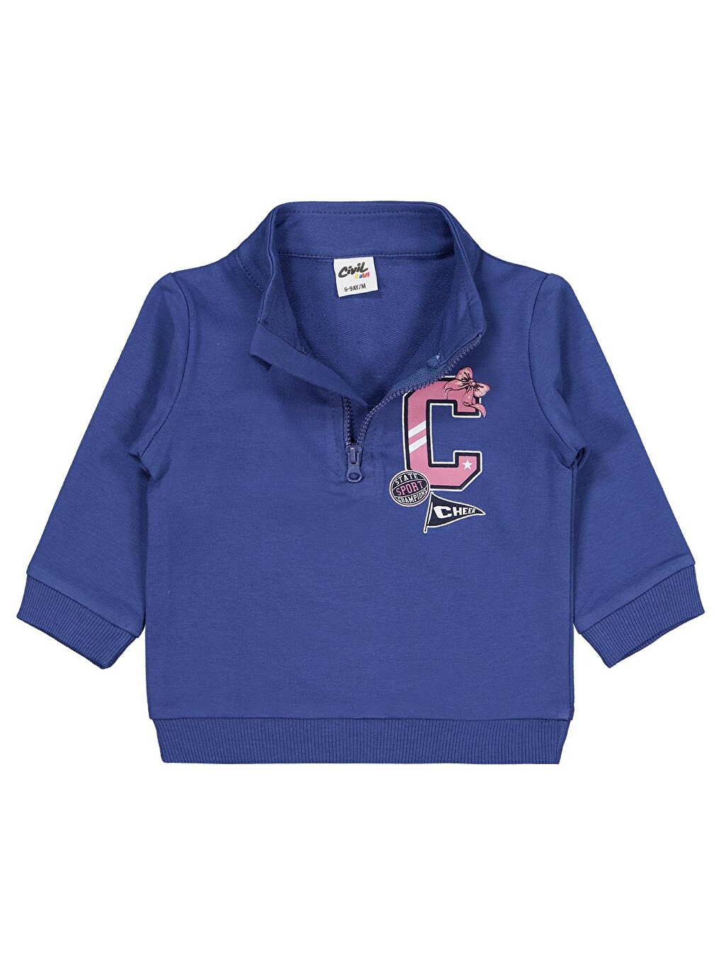 İndigo Baby Fermuarlı C Baskılı 6-18 Ay Sweatshirt - Mavi-1