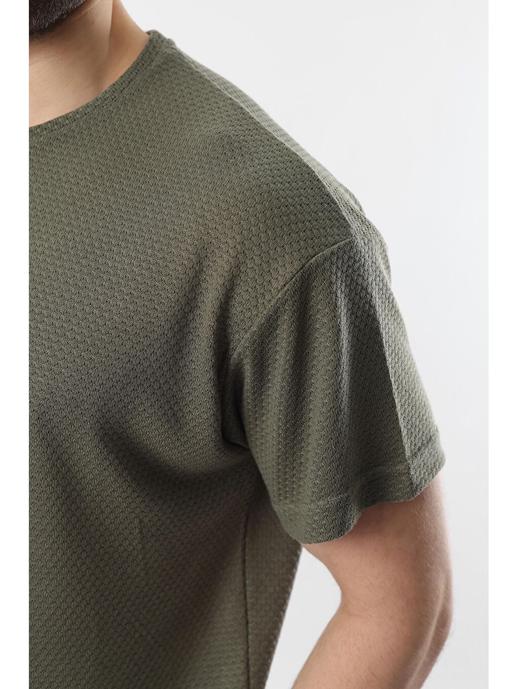 Haki Bisiklet Yaka Erkek Tişört E7128-2