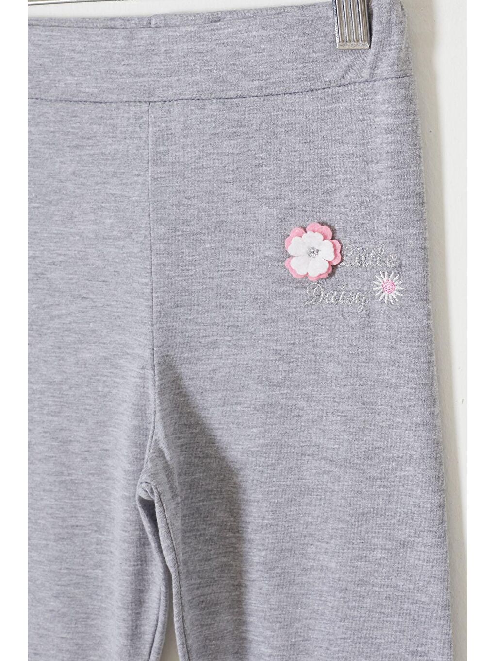 Gri Çiçek Nakış Detaylı Kız Çocuk Tayt 18311-2
