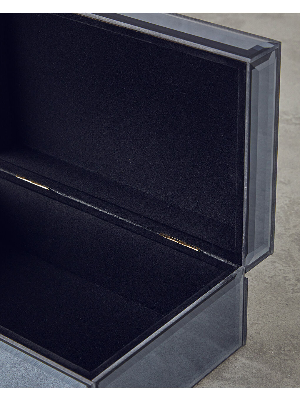 Gri Kate Aynalı Cam Dekoratif Kutu Füme-2