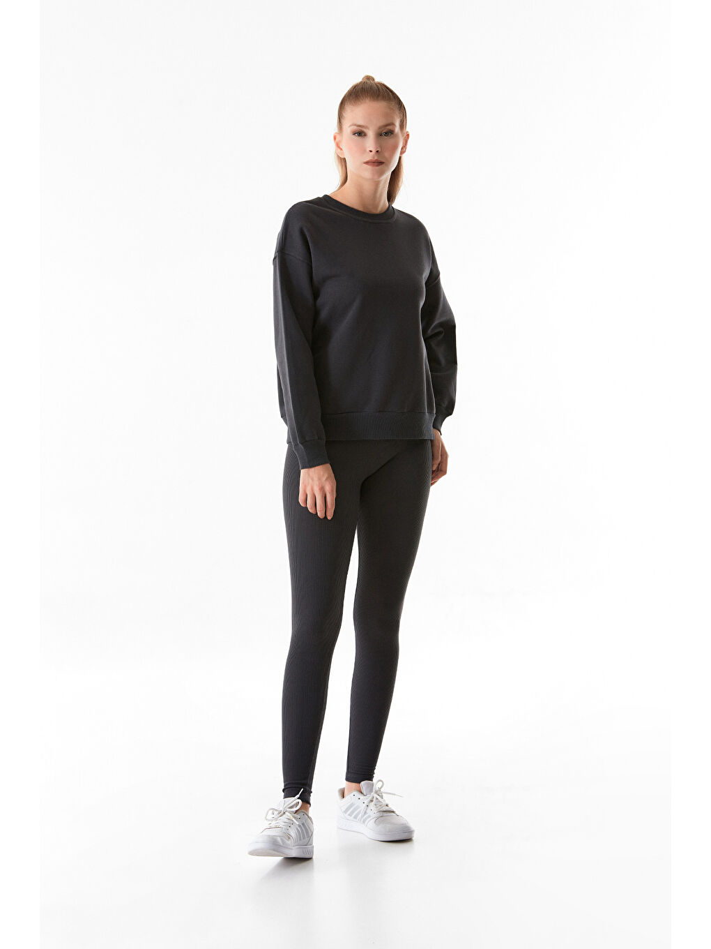 Fullamoda Füme Basic Bisiklet Yaka Sweatshirt - 4