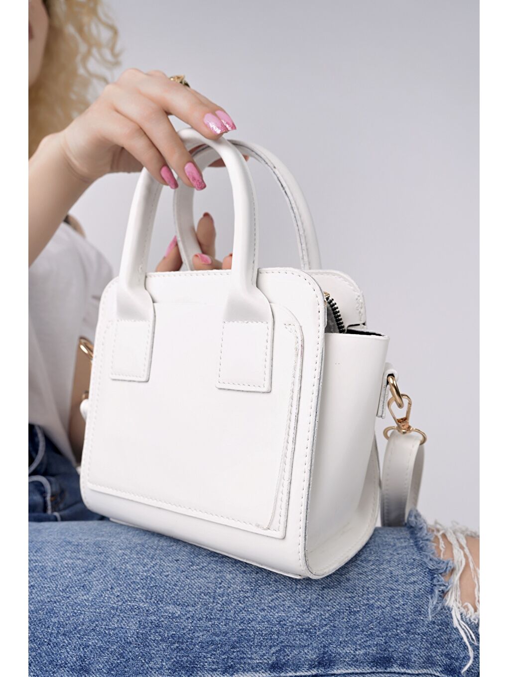 Beyaz CALVİNO Kadın El ve Omuz Çantası-1