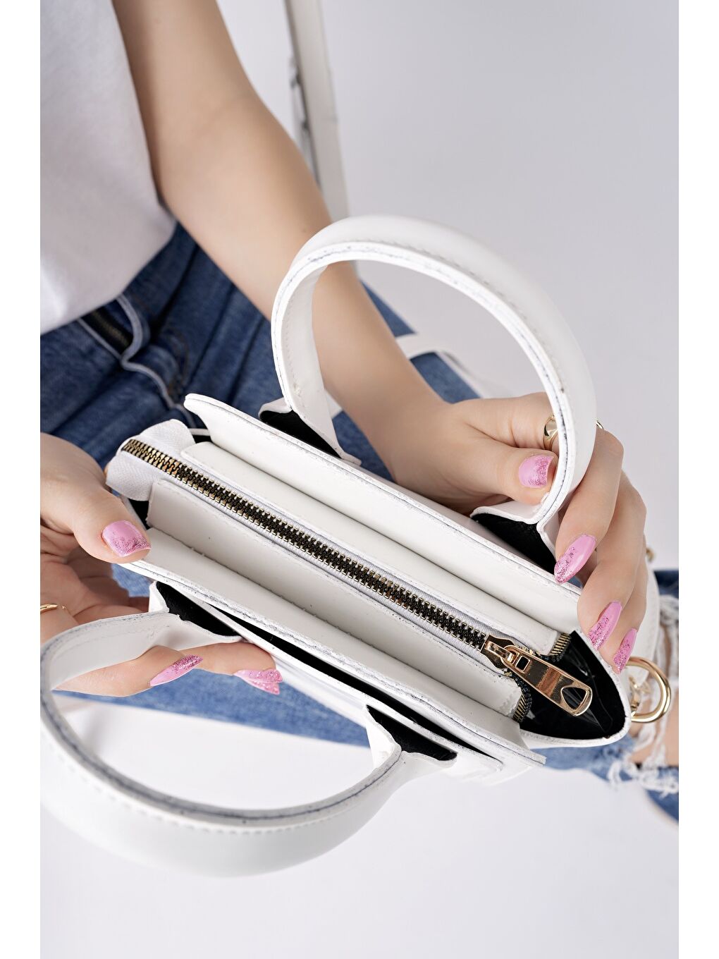 Beyaz CALVİNO Kadın El ve Omuz Çantası-2