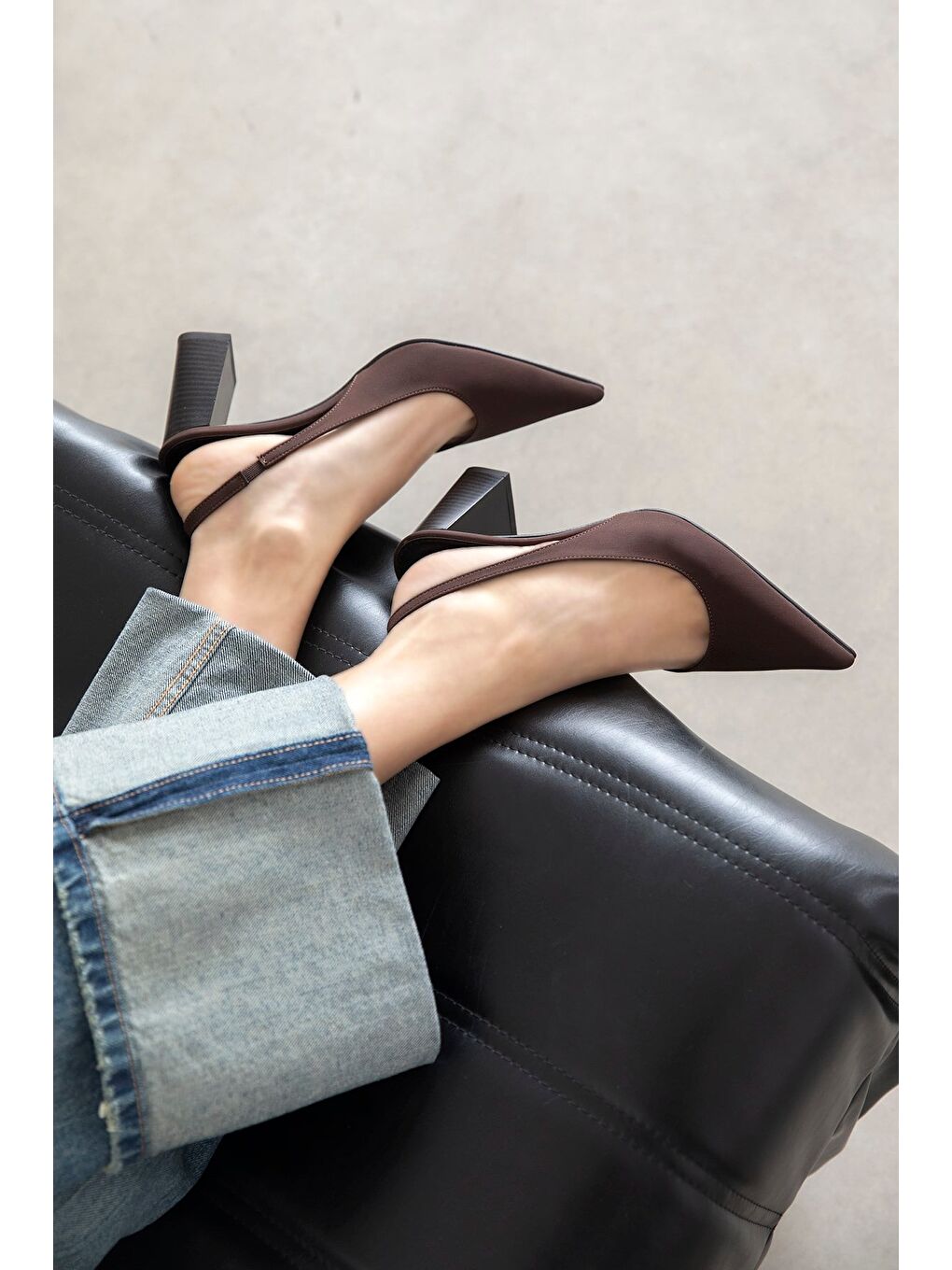 Kahverengi Vera Kadın Kumaş Topuklu Ayakkabı Kahve-1