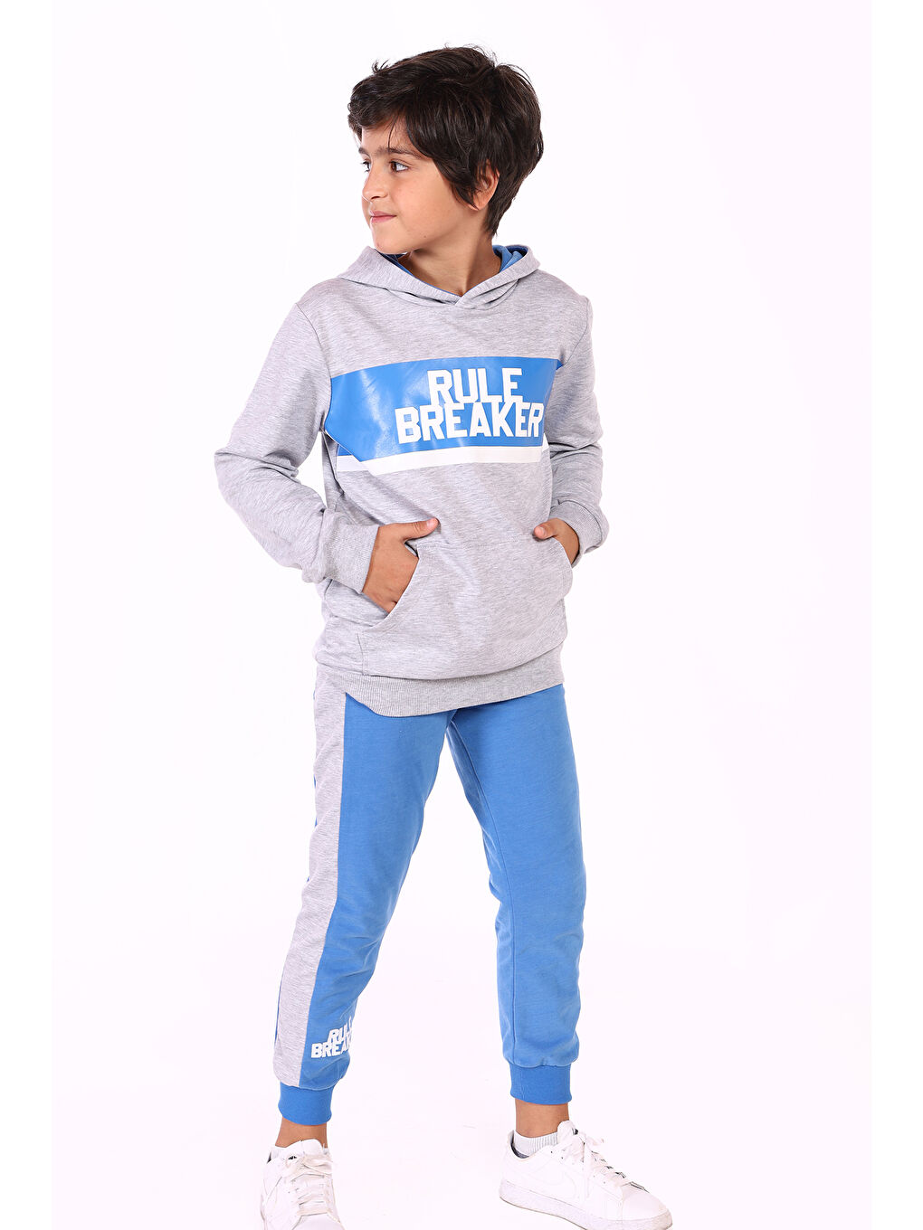 Gri Erkek Çocuk Rule Breaker Baskılı Eşofman Takım