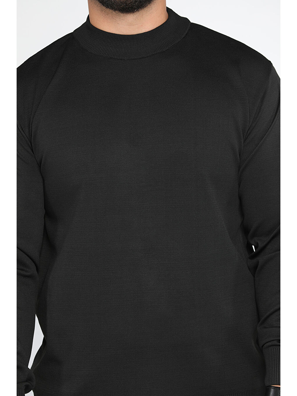 Siyah Erkek Yarım Balıkçı Triko Kazak-3