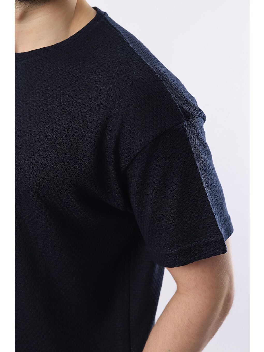 Lacivert Bisiklet Yaka Erkek T-Shirt E7128-3