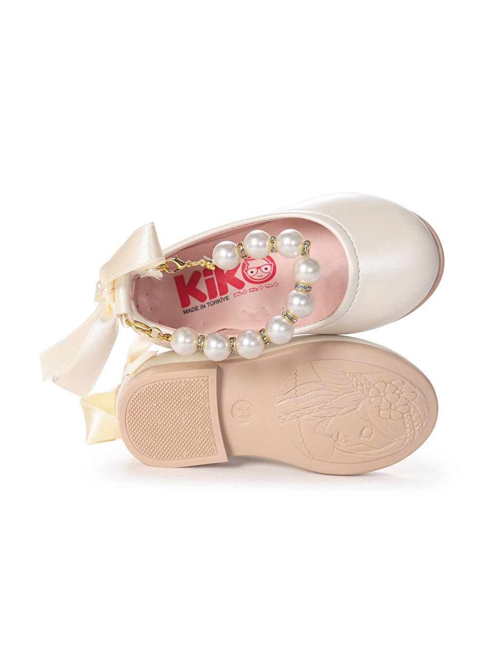 Beyaz Blanch Rugan İncili Lastikli Kız Bebek Babet Ayakkabı-4