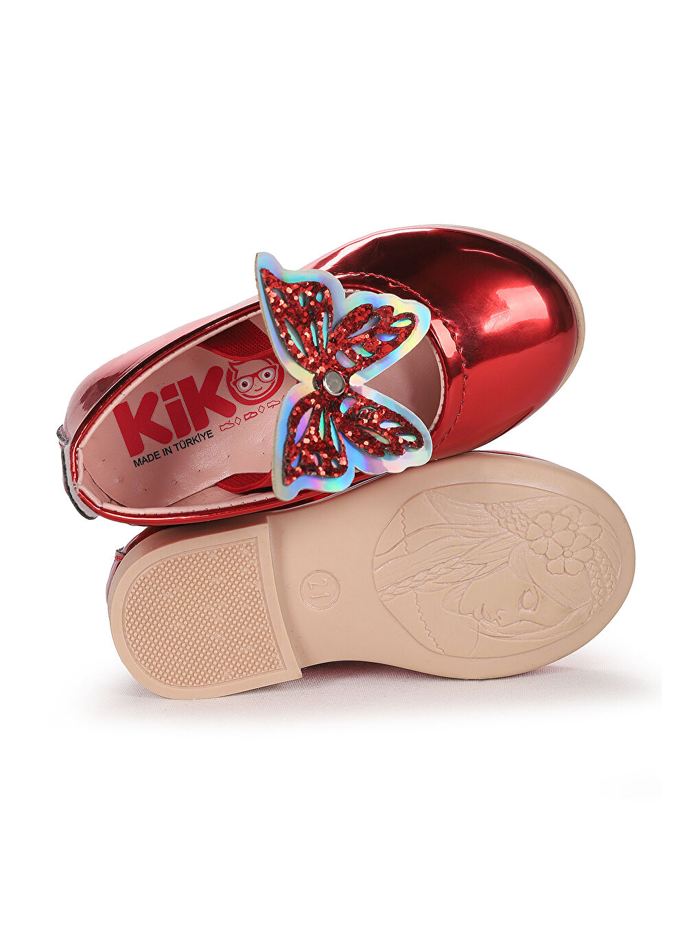 Kırmızı Ayna Menz Kelebek Lastikli Kız Bebek Babet Ayakkabı-4