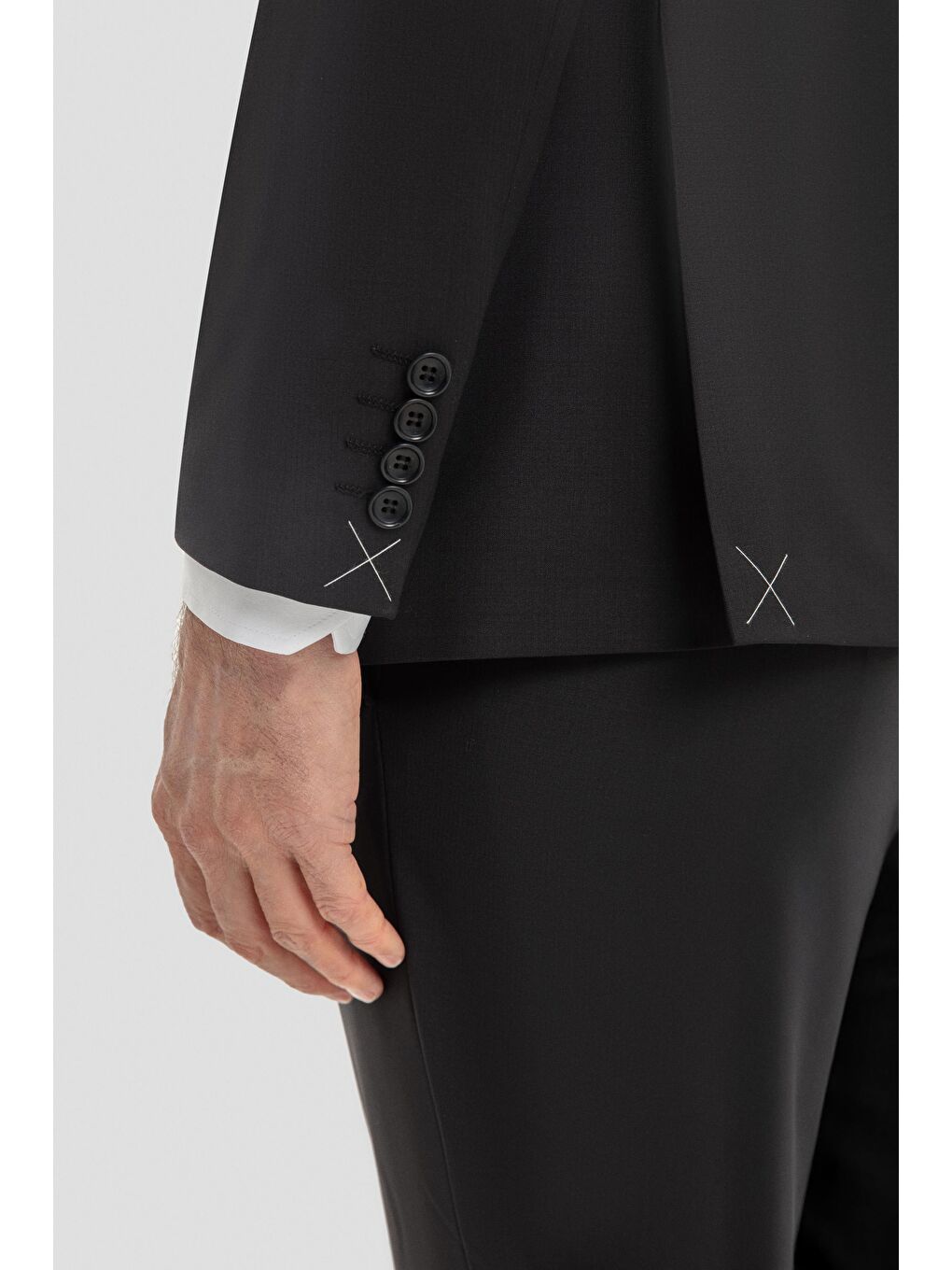 Erkek Siyah Slim Fit Kruvaze Sivri Yaka 6 Drop Yün Karışımlı Takım Elbise-4
