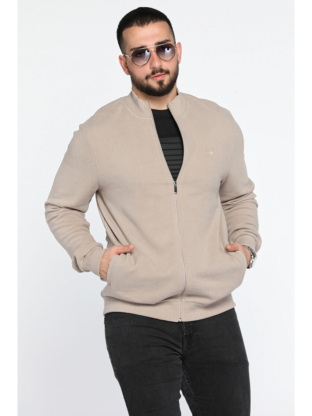 Mishar İtalia Bej Erkek Fermuarlı Yarım Balıkçı Yaka Sweatshirt - 1