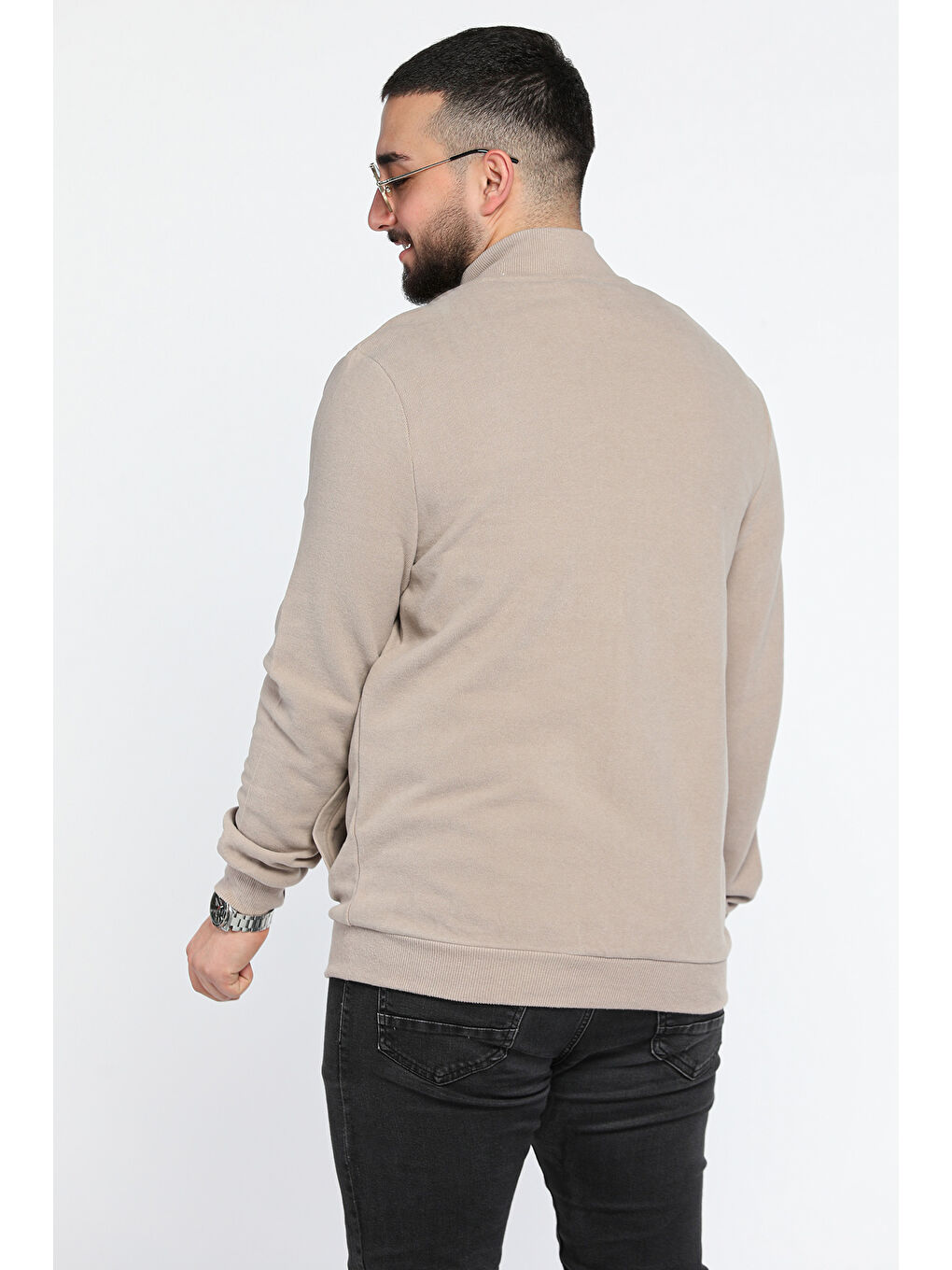 Mishar İtalia Bej Erkek Fermuarlı Yarım Balıkçı Yaka Sweatshirt - 2