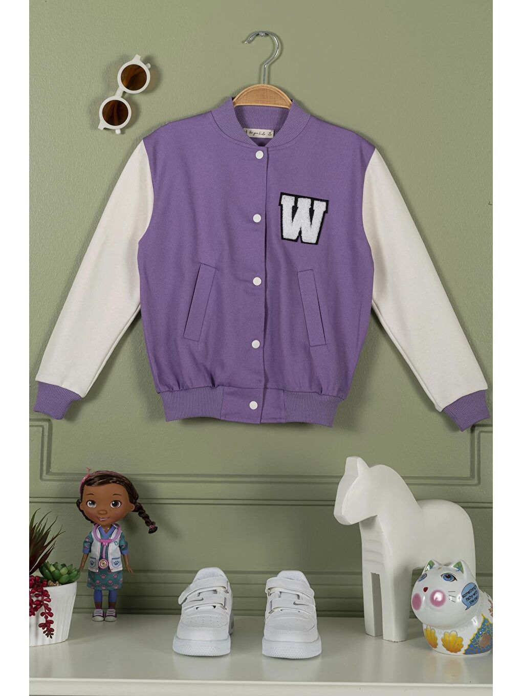 Nakışlı Mor Kız Çocuk Kolej Ceket