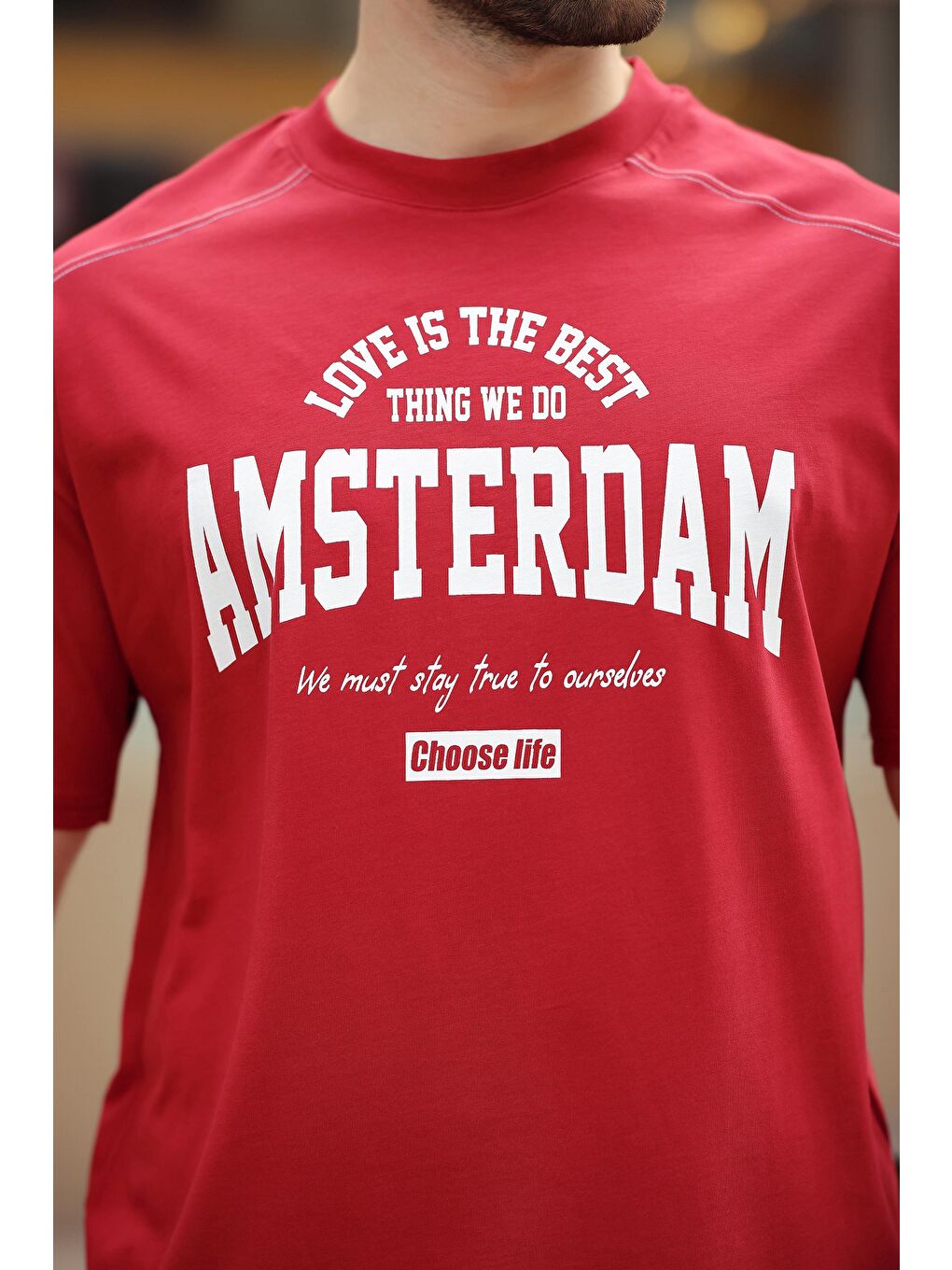 Bordo Baskılı Erkek Tişört E7124-2