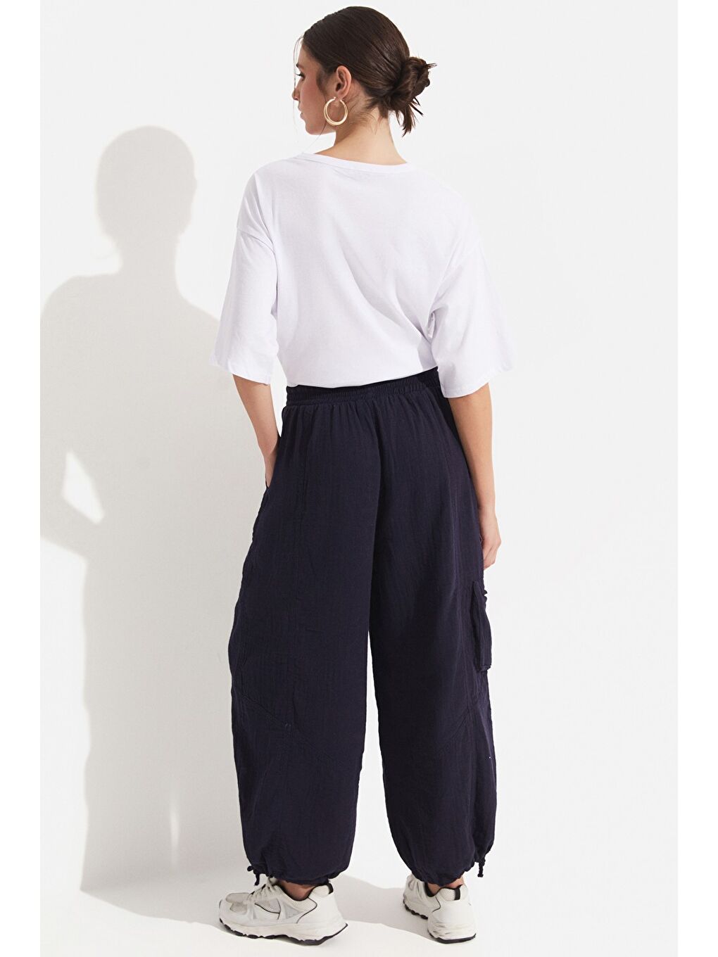 Lacivert Cep Detaylı Pamuk Pantolon-2